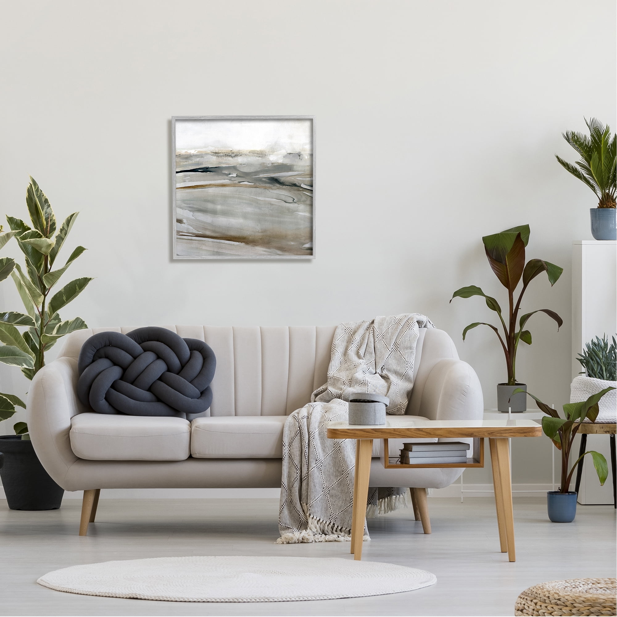 Stupell Industries Abstract Grey Landscape Abstract Painting Gray Framed Art Print Wall Art, 24 x 24