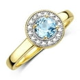 thumbnail image 4 of RYLOS Rings for Women 14K Gold Plated Silver Halo Birthstone Ring with Round 4MM Gemstone &  Diamonds December Blue Topaz Jewelry Size 9, 4 of 8
