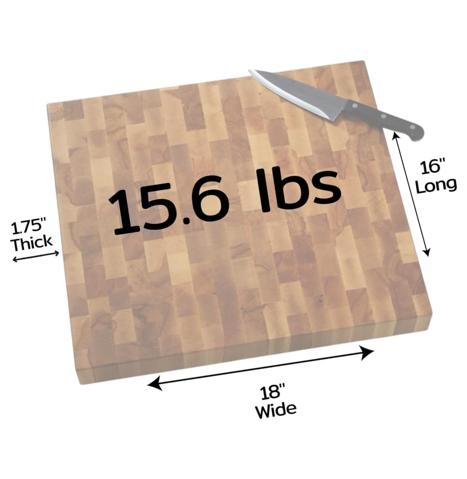 Butcher Block Cutting Board - 16x18 Inch Beechwood End Grain - Heavy Duty Chopping Board for Meat & Charcuterie - Kitchen Countertop Safe