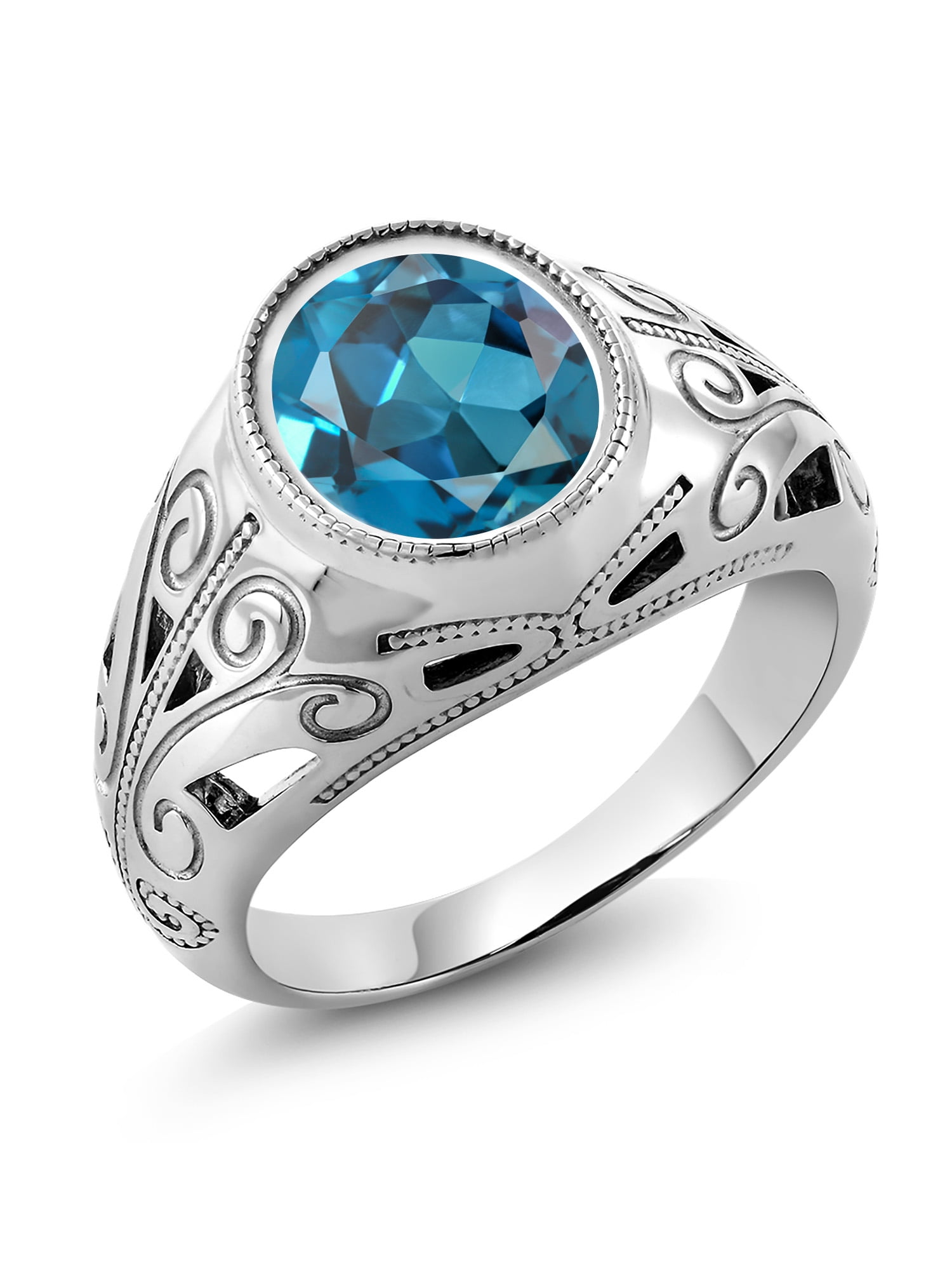 Wedding ring Anniversary Gift Topaz  Men's ring Ring For Dad silver Men's ring Birth stone Ring Blue topaz Ring Blue topaz stone Ring