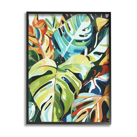 Stupell Industries Modern Tropical Palms Botanical & Floral Painting Black Framed Art Print Wall Art, 11 x 14