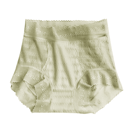 Fulorrnie Underwear for Women Plus Size Briefs Tummy Control Seamless Panties Elastic Waist High Stretchable Breathable Panty Green L