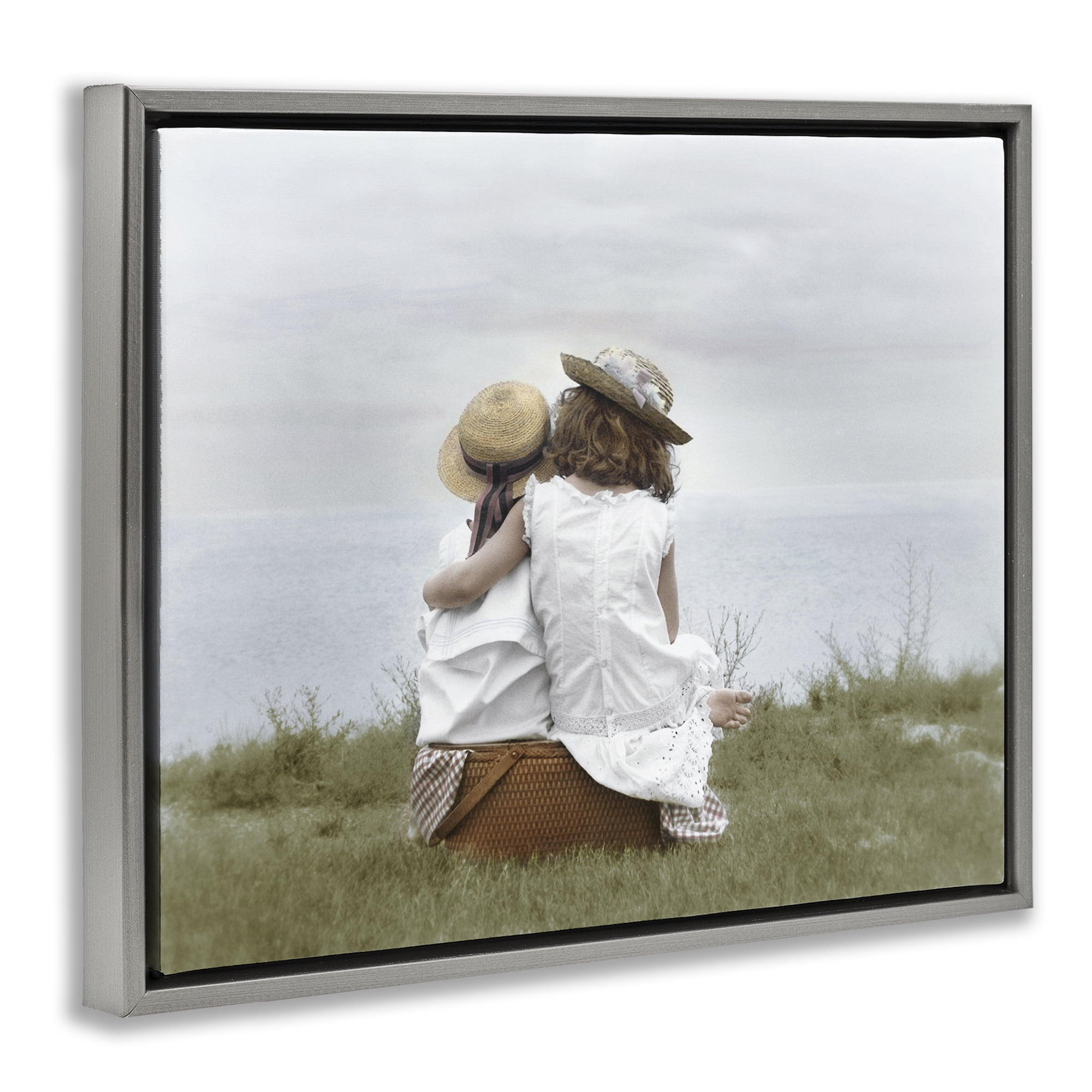 Stupell Industries Friends By The Ocean Gray Framed Floater Canvas Wall Art, design by Kendra Dew