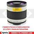 thumbnail image 2 of Opteka 500mm f/6.3 (with 2x- 1000mm) Telephoto Mirror Lens for Canon EOS RF-Mount R6, R5, Ra, RP and R Mirrorless Digital Cameras, 2 of 8