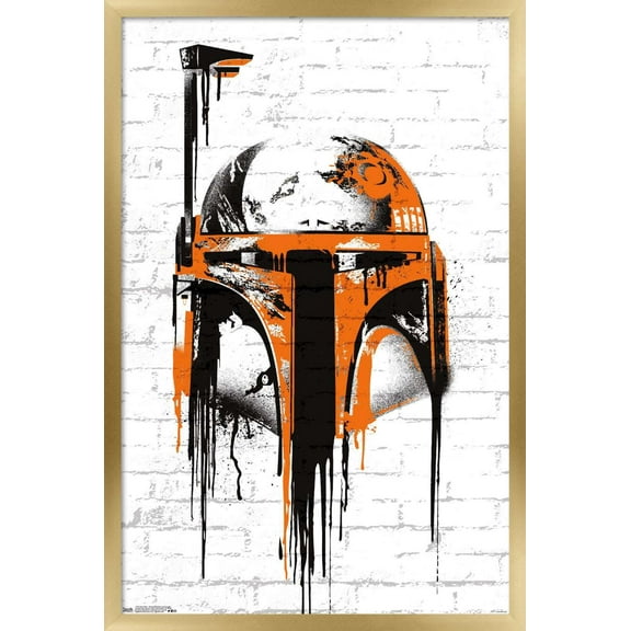 Star Wars: Saga - Boba Fett Black And Orange Wall Poster, 22.375" x 34", Framed