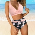 thumbnail image 2 of Ketyyh-chn99 Womens Tummy Control Swimsuits Womens Bikini Women's Leopard Bikini Swimsuits V Neck High Waisted 2 Piece Bathing Suits Pink,L, 2 of 5