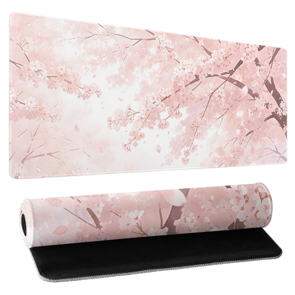 Pink Cherry Blossom Waterproof and Anti-Slip Mouse Pad Large Mouse Pad for Desk 31.5x11.8 inch Extended Desk Mat for Home, Office, and Gaming Setups