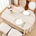 thumbnail image 4 of Beige Plaid Tablecloth Waterproof Table Cloth Oval Elegant Plaid Tablecloths for Daily Use Home Dining Room Kitchen 60x84 Inch, 4 of 6