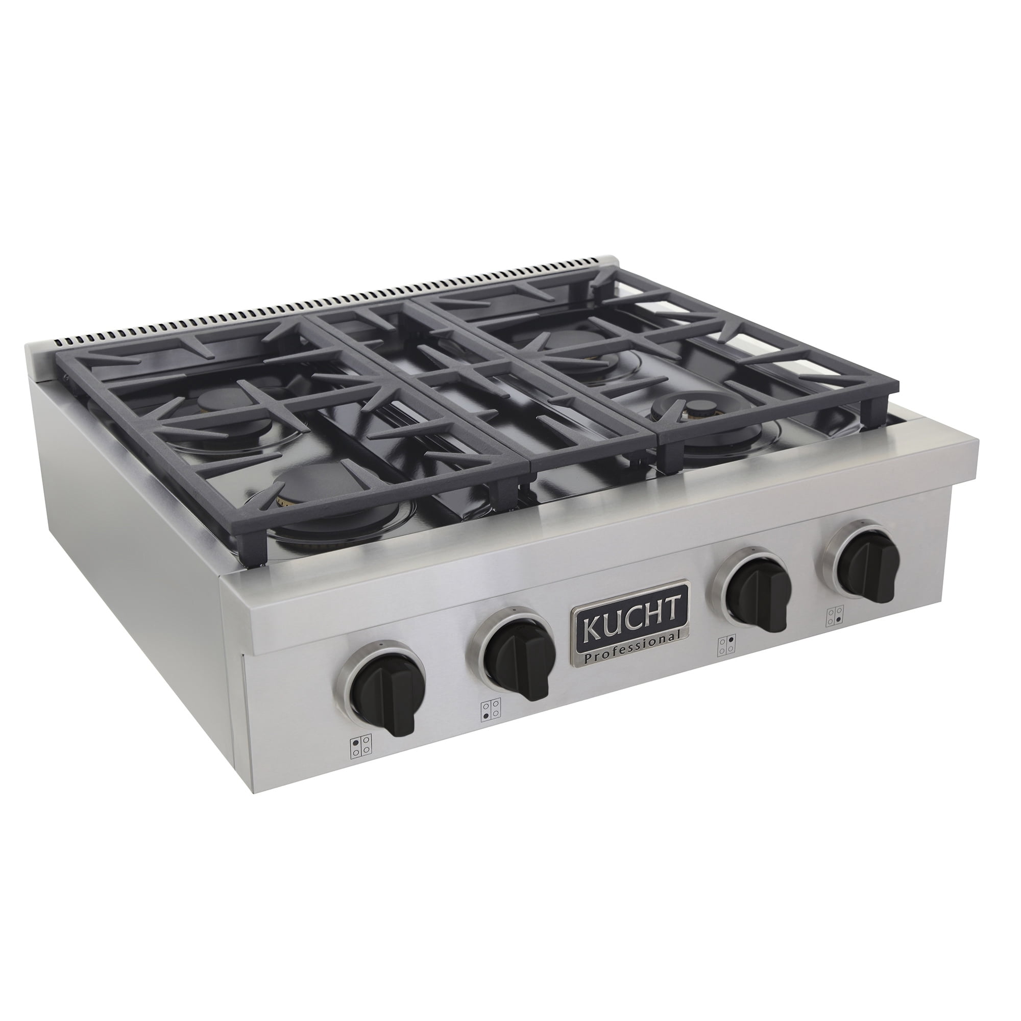 30 in. Propane Gas Range Top in Stainless Steel with Tuxedo Black Knobs