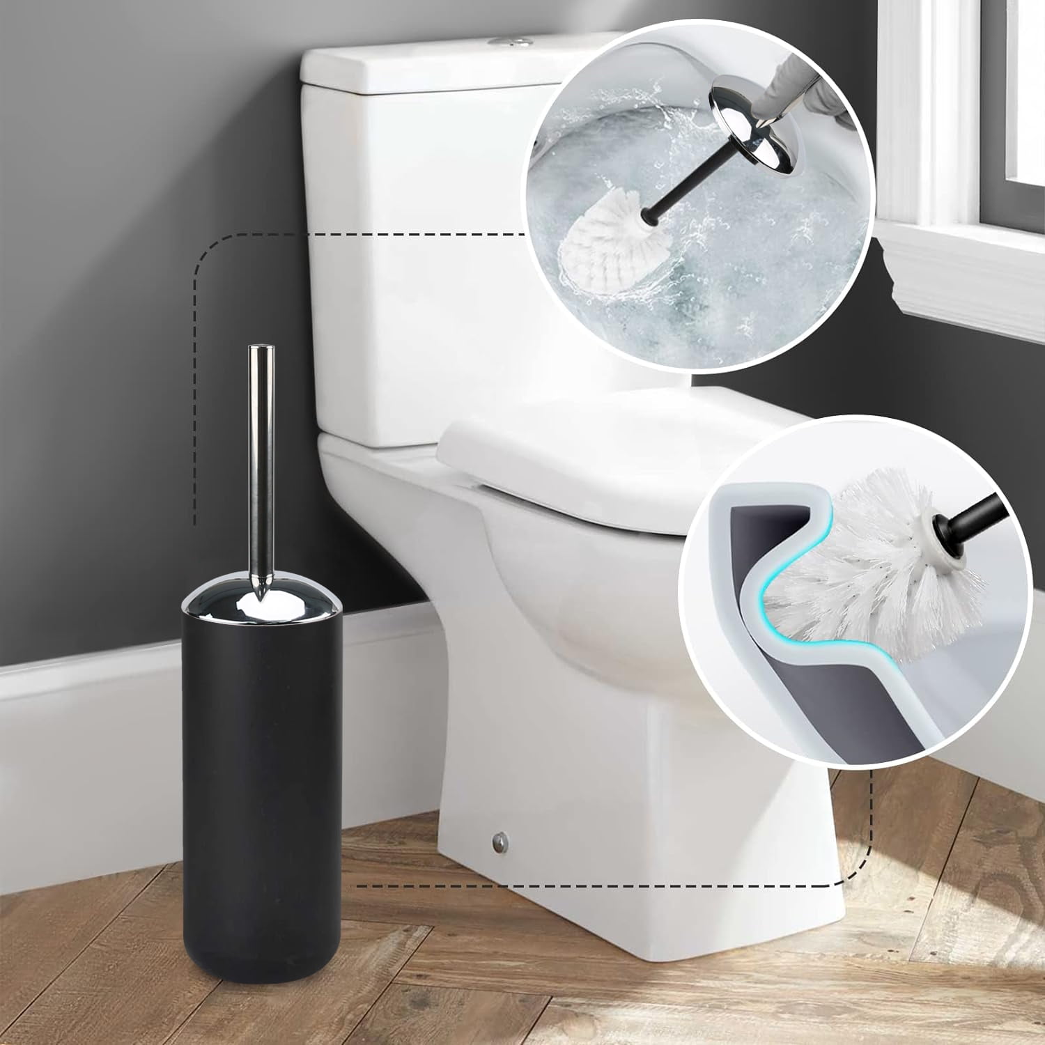 Cerbior 6 Plastic Bathroom Linen & Accessory Set, Black