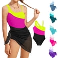 thumbnail image 2 of JAJAHO Girls One Piece Swimsuit Asymmetrical Bathing Suit With Mesh Cover Ups 2 Piece Beach Outfits For Kids Teens 7-18 Years Trendy Swimwear, 2 of 5