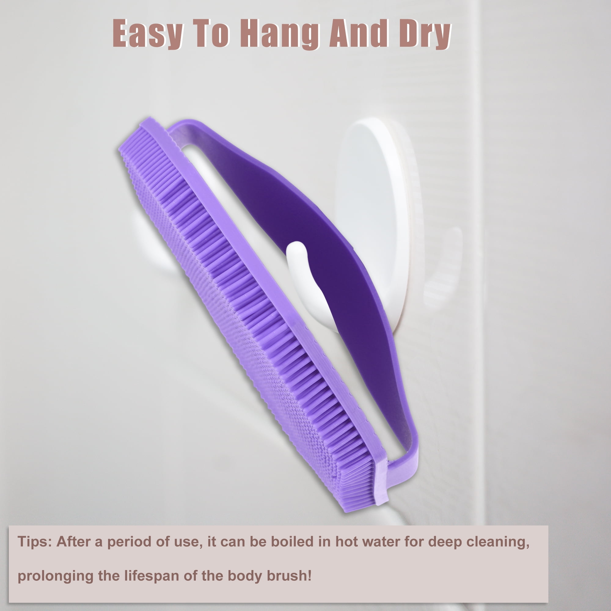 Unique Bargains Silicone Body Scrubber with Non-slip Hand Strap for All Skin Types Purple