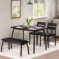 thumbnail image 2 of 43 pulgada 4 - piece dining mesa set con bench y forrado sillas - compact kitchen mesa set para 4, moderno para apartment dining room, negra, 2 of 8