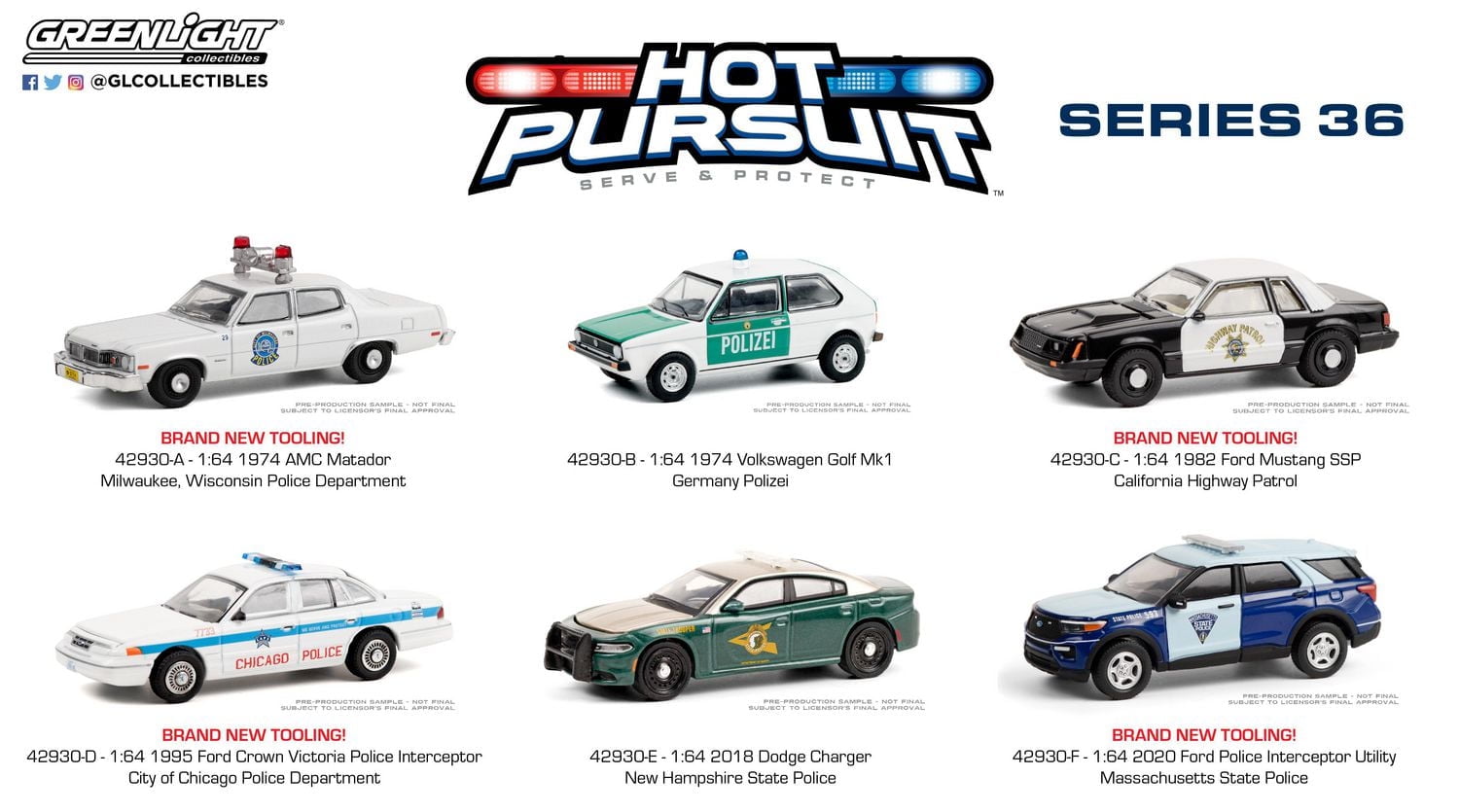 GreenLight 1:64 Hot Pursuit Die-Cast Vehicles Series 36