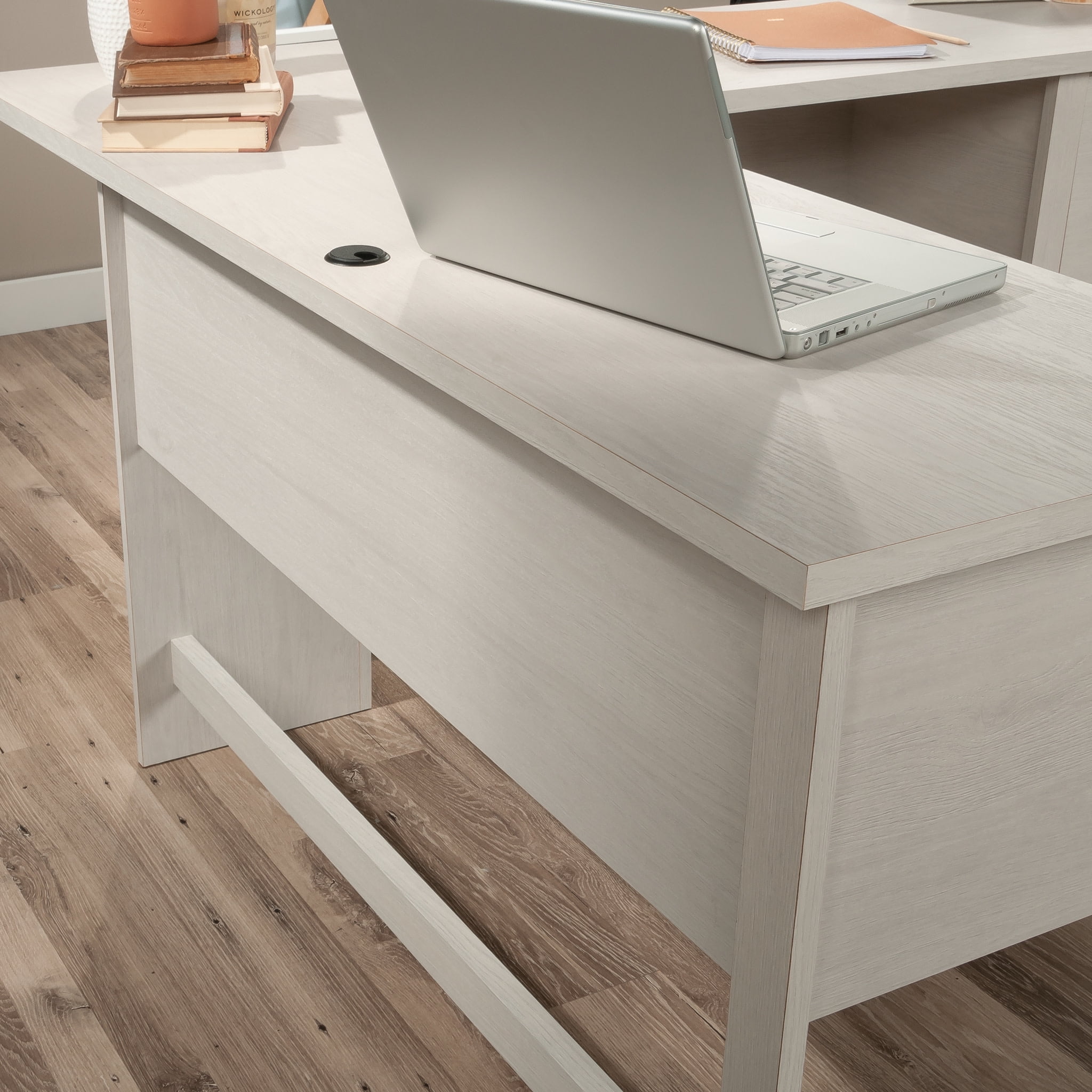 Sauder Summit Station L-Shaped Home Office Desk with Drawer, Glacier Oak Finish