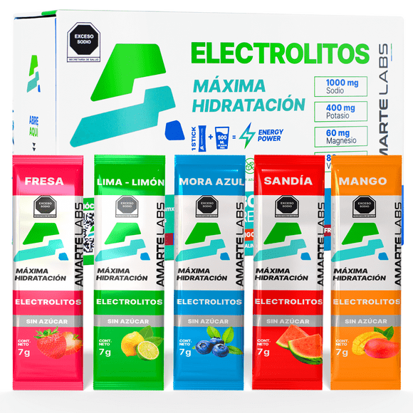 Amarte Labs Electrolitos 5 Sabores Refrescantes 30 Sobres