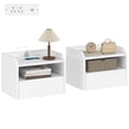 thumbnail image 1 of HOMCOM Set of 2 Floating Nightstand w/ Charging Station Bedside Table White, 1 of 10