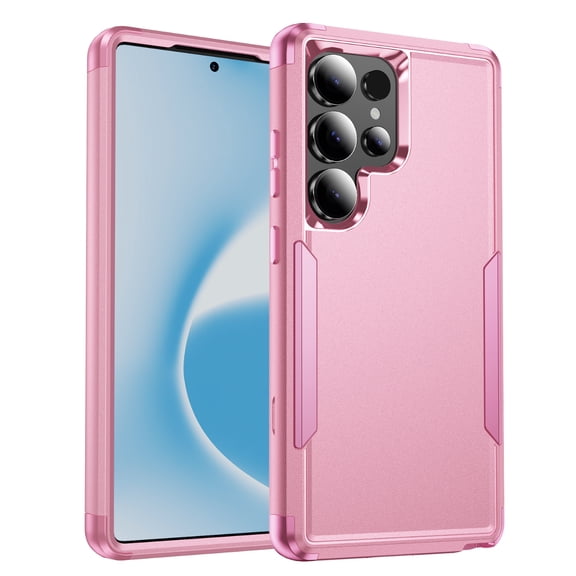 TECH CIRCLE For Galaxy S23 Ultra (6.8") Shockproof Hybrid Case, Dual-layer Case, Drop Proof, Anti-Scratch, Anti-Fingerprint, Protective Lightweight Phone Case for Women Men, Pink