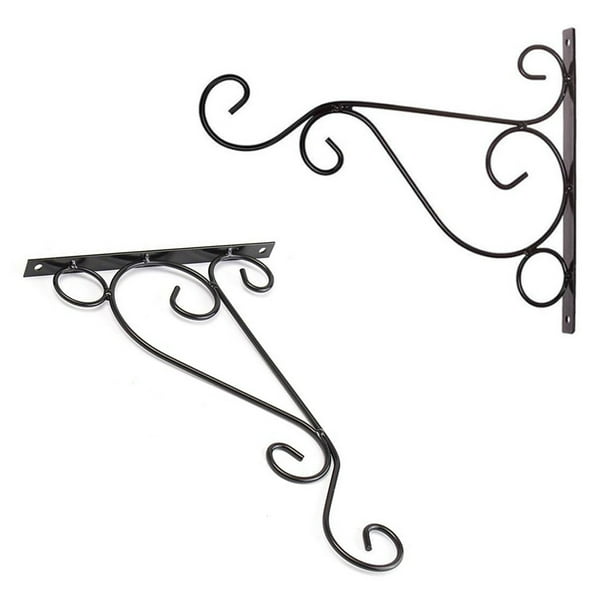 Pack of 2 Metal Hanging Basket Brackets Outdoor Garden Plant Hanger