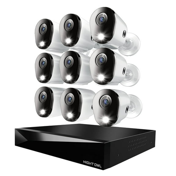 Night Owl 20 Channel DVR Security System with 2TB Hard Drive and 9 Wired 4K Resolution Cameras