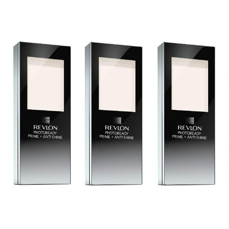 Revlon Photoready Prime + Anti Shine, #010 Clear Transparent (Pack of 3) + Makeup Blender Stick, 12