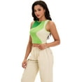 thumbnail image 3 of DARING DIVA Women's Color Block Ribbed Sleeveless Crop Tank Tops S Green, 3 of 7