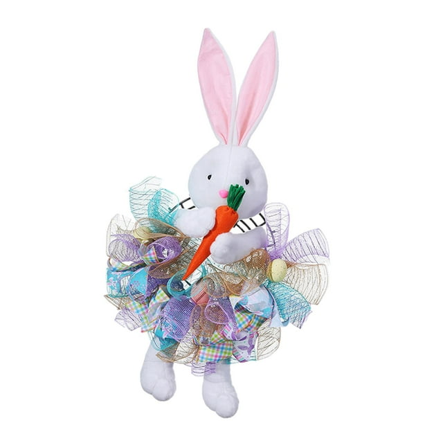 Corona de puerta de conejo de Pascua, corona de conejo de Pascua, decoración de Pascua, bonita corona de primavera para el hogar, ventana, fiesta, Azul