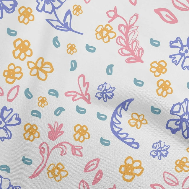 oneOone Viscose Jersey Medium Blue Fabric Florals Craft Projects Decor Fabric Printed By The Yard 60 Inch Wide