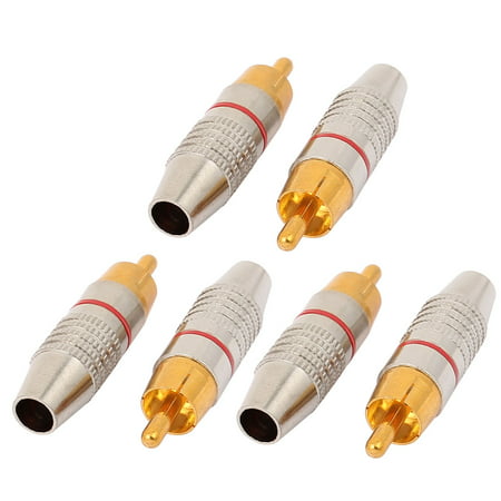 6Pcs Metal RCA Male Audio Coaxial Cable Solderless