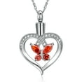 thumbnail image 2 of Personalized Crystal Butterfly in Heart Cremation Jewelry for Ashes Holder Urn Necklace for Ashes of Loved One Pendent for Ashes and Chain, 2 of 7