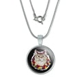 thumbnail image 1 of Painted Tabby Cat with Flowers 0.75" Pendant with Sterling Silver Plated Chain, 1 of 3