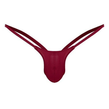 

WGOUP Open Back Mens Underpants Low Briefs G-string Thong Underwear Wine(Buy 2 Get 1 Free)