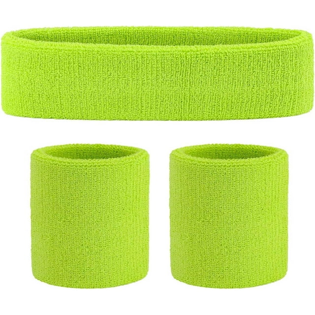 ONUPGO Juego de muñequeras deportivas, muñequeras, muñequeras de tela de rizo, muñequeras, muñequeras, diademas que absorben la humedad, banda para la cabeza que absorbe el sudor