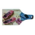 thumbnail image 2 of Fitness Cutting Board, Gymnasium Theme Women's Running Shoes and Dumbbells Equipment for Training Image, Tempered Glass Cutting and Serving Board, Wine Bottle Shape, Multicolor, by Ambesonne, 2 of 5