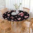 thumbnail image 3 of Pioneer Flower Floral Print Pattern Round Fitted Tablecloth with Elastic Edge,Dining Table Cover Waterproof,Outdoor Round Tablecloth for Camping,Dining,Indoor and Outdoor, 3 of 7