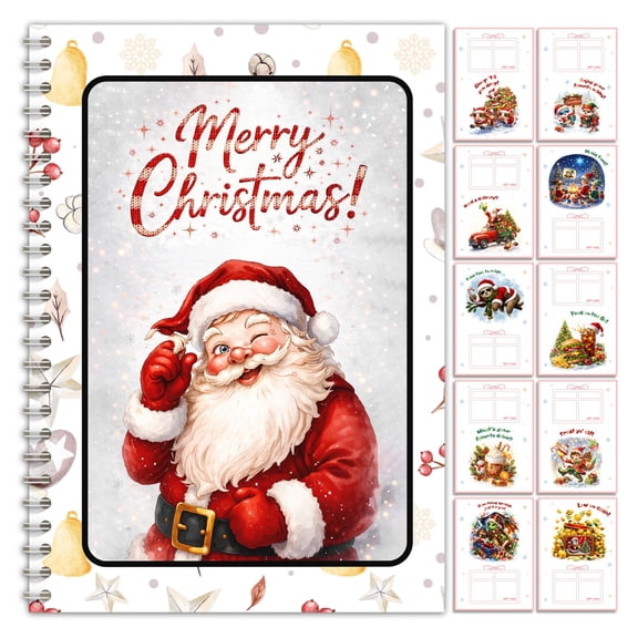 Christmas Gift Card Holder Book, 14-Page Spiral-Bound Organizer with Holiday Designs for Cash and Cards