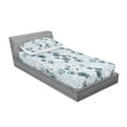 thumbnail image 3 of Ambesonne Floral Fitted Sheet & Pillow Sham Set, Doodle Floral Botany, Full, Grey Bluegrey White, 3 of 3