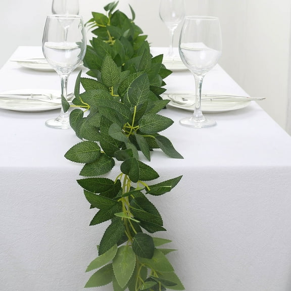 Efavormart 6ft | Real Touch Green Artificial Silk Rose Leaf Table Garland, Flexible Hanging Greenery Vine