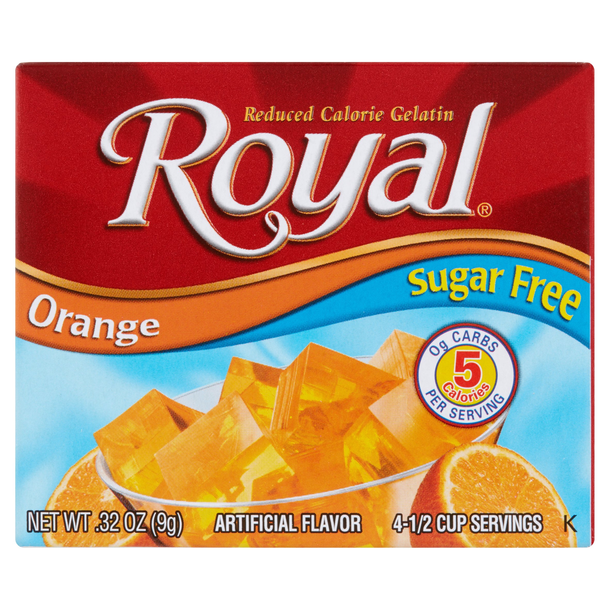 Royal Sugar Free Orange Reduced Calorie Gelatin, .32 oz