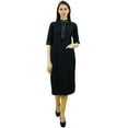 thumbnail image 5 of Bimba Women 3/4 Sleeve Formal Tunic Mandarin Collar Casual Kurta Straight Kurti, 5 of 8