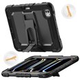 thumbnail image 3 of Case for iPad Pro 11 2022 2021 2020 2018/Air4/Air5, Protective Silicone PC Cover with Screen Protector & Adjustable Kickstand & Shoulder Strap & Pencil Holder & 3-layer Protection, Black, 3 of 8