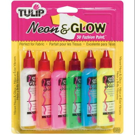 Tulip 3D Fashion Paint 1-1/4 Ounces 6/Pkg-Neon & Glow