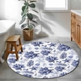 thumbnail image 3 of Round Rug 4Ft Washable Non-Slip, Navy Blue Coastal Circle Area Rugs for Living Room Bedroom, Coral Starfish Seaside Summer Beach Indoor Floor Mats Carpet Runner for Home Decor Aesthetic, 3 of 8
