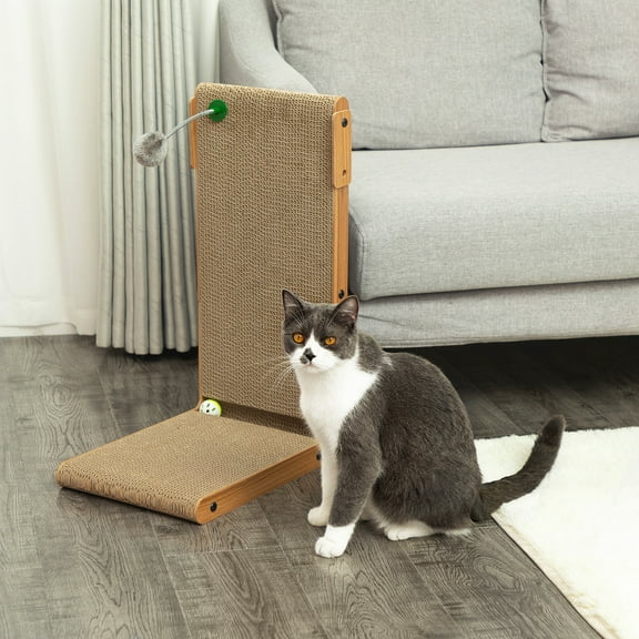 Senbabe Multi-Surface Cat Scratcher Cardboard Cat Scratch Pad with Premium Scratch Textures Design Durable Cat Scratching Pad Reversible with Built-in Toy