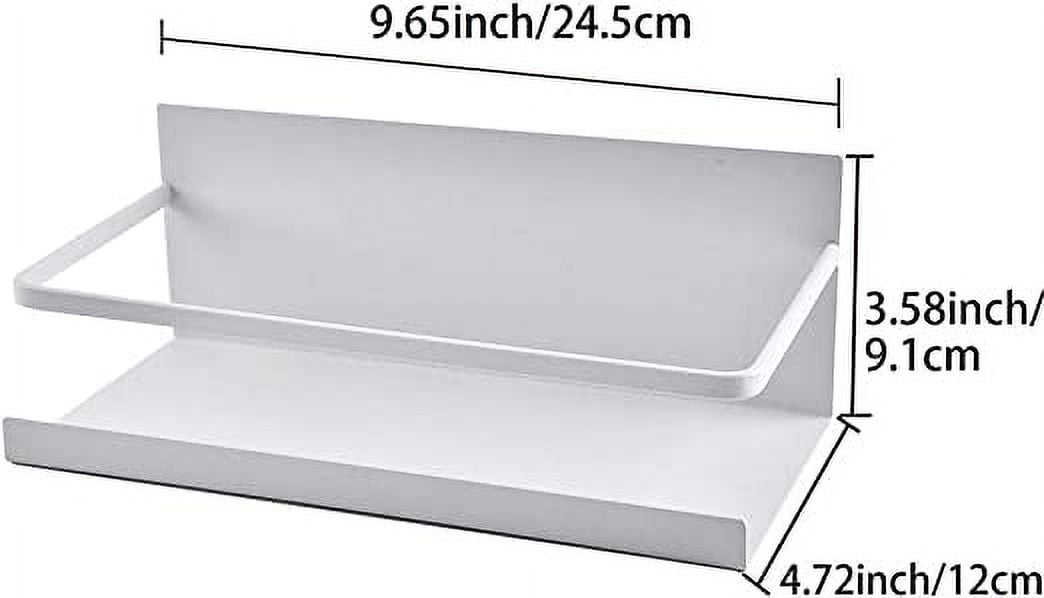 Nvzi Magnetic Storage Shelf Refrigerator Spice Rack Kitchen Organizer Single Tier Magnetic Fridge Spice Storage Basket, White