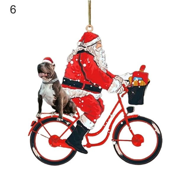 Farfi creativo Santa ciclismo forma colgante decoración estilo navideño hecho a mano acrílico colgante Widget para el hogar