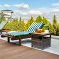 thumbnail image 2 of Zimtown Wood Coffee Table for Patio and Garden, Wicker Side Table for Poolside and Beach with Umbrella Hole, Outdoor Table with Wicker and Wood, 2 of 8