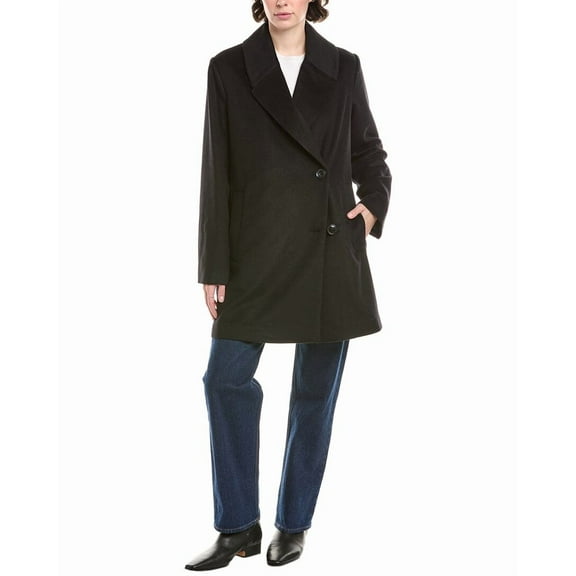 Bernardo womens  Grand Sleek Wool-Blend Coat, xs, Black