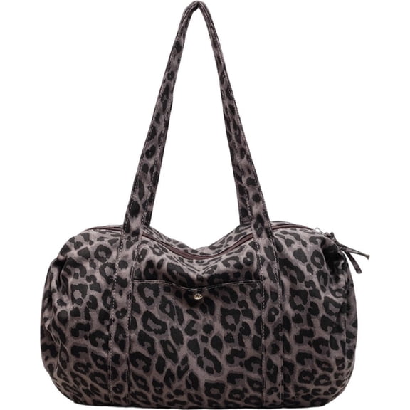 Hsqqdc Leopard Print Large Capacity Canvas Shoulder Tote Bag, Casual Hobo Handbag for Daily Commute Work