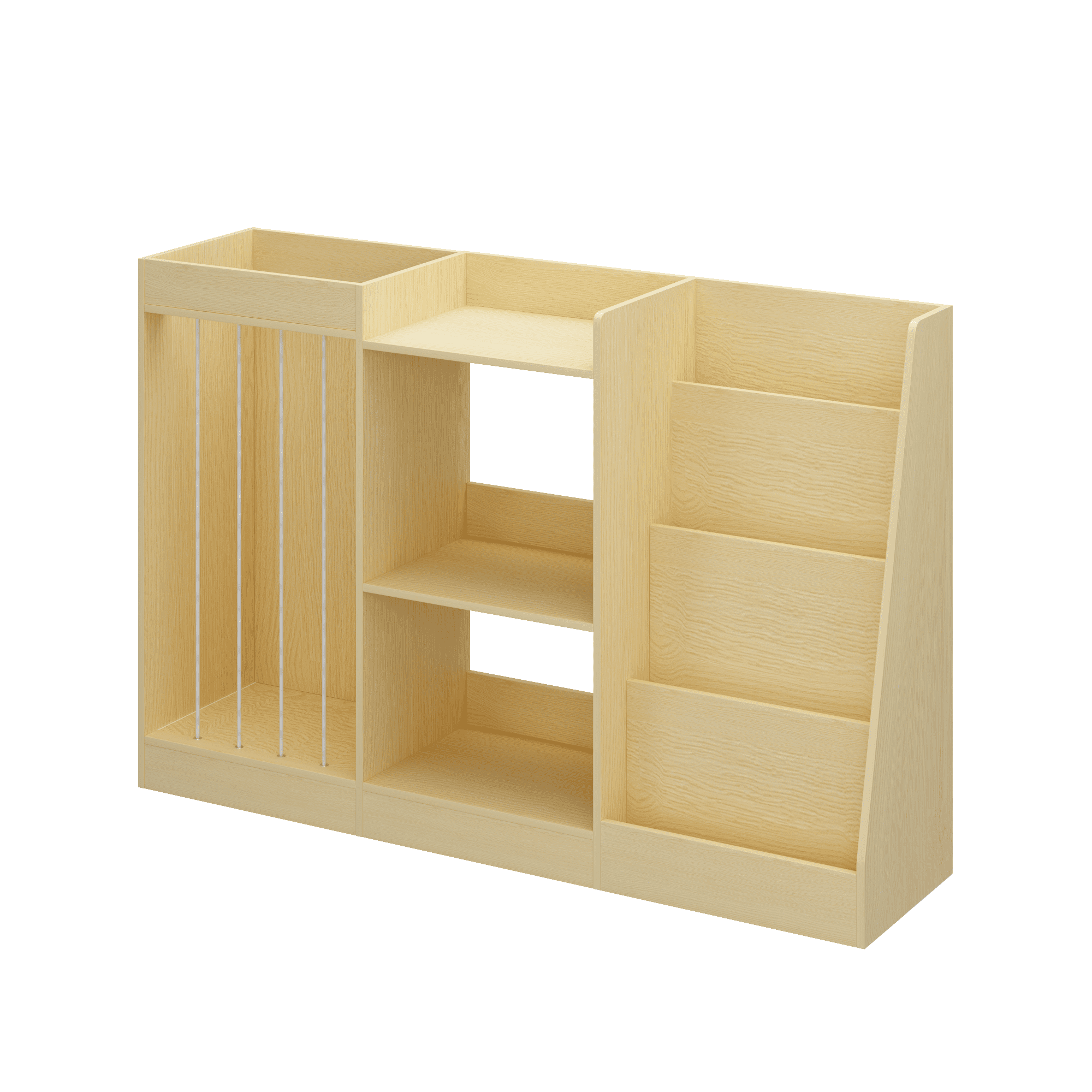 Kids Bookshelf 47.3 Inch, 4-Tier Bookcase with Toy Storage and Stuffed Animal Organizer, Montessori Bookshelf for Nursery and Playroom, Natural